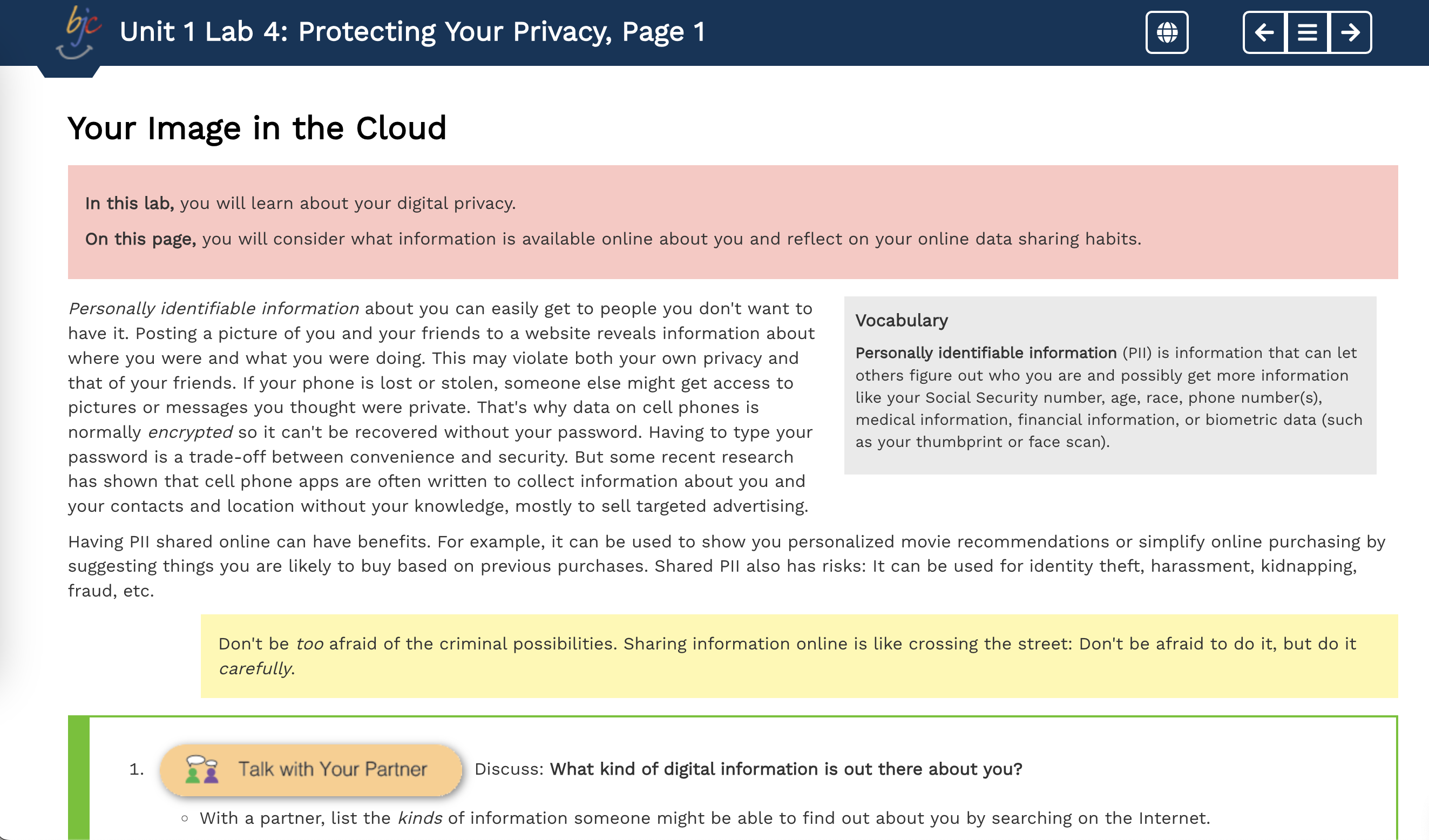 Internet Privacy, Unit 1